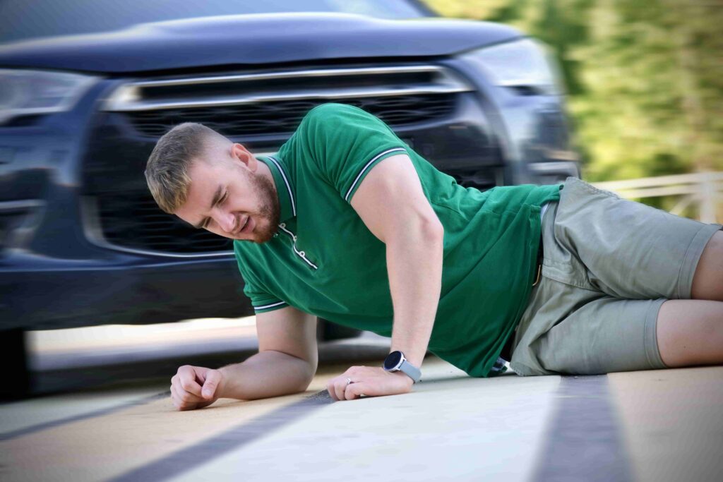pedestrian hit by a car