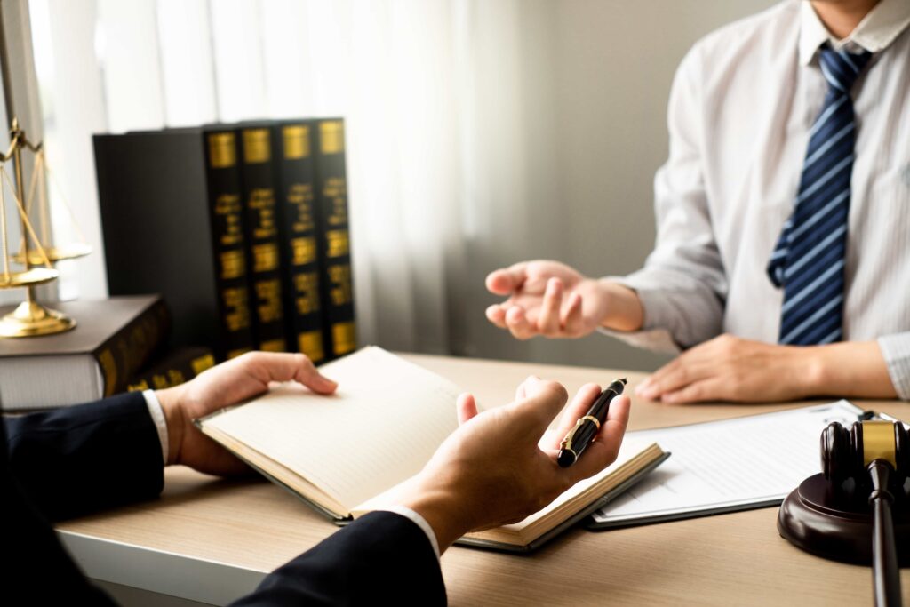 lawyer discussing lawsuit