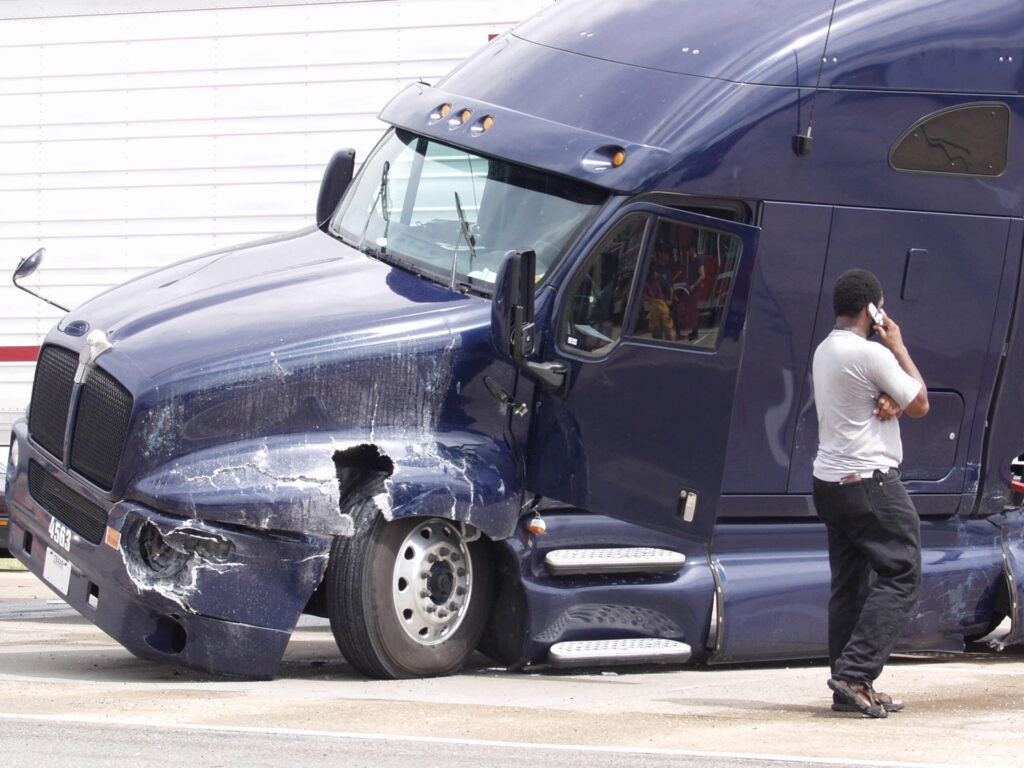 Damaged semi-truck after a serious crash in Texas, illustrating common causes and liability concerns in jackknife truck accident claims.